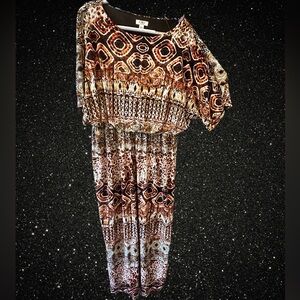 Tribal print cold shoulder maxi dress